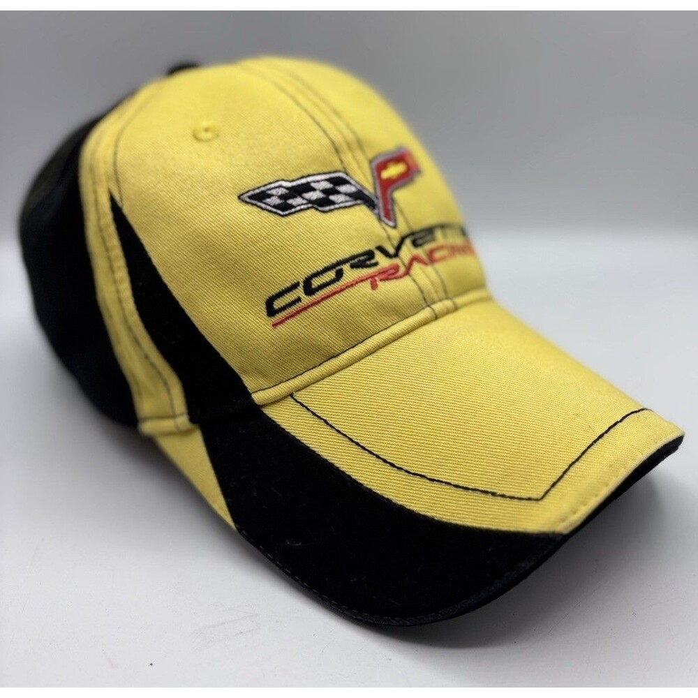Corvette C6 Racing Yellow Black Adjustable Baseball Cap Hat Embroidered
